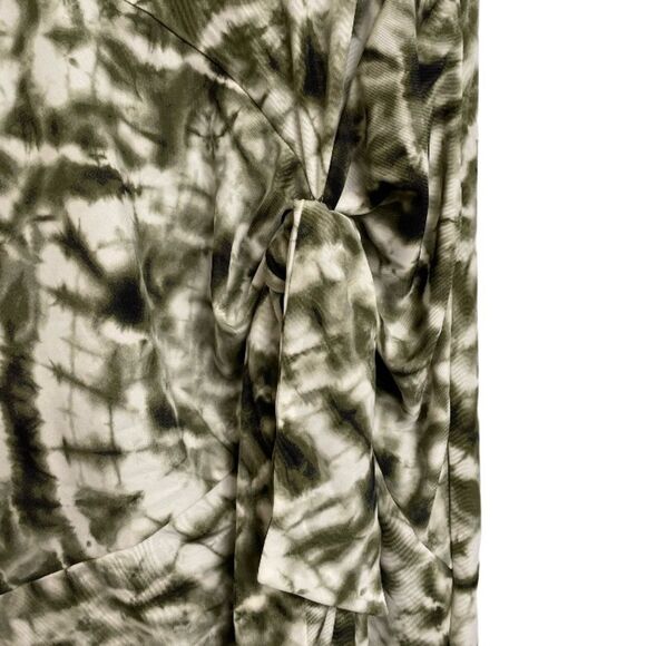 NWT INC Tie-Front Sleeveless Midi Dress Size XL Green White Tie Dye Stretchy - Picture 8 of 15